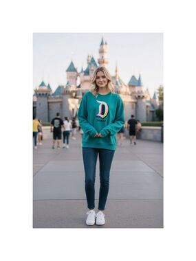 Disneyland Crewneck Sweater Teal NWT